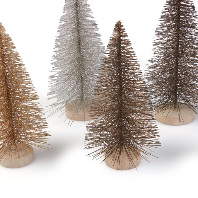 Winter Luxe Sisal Brush Christmas Trees Set Of 8