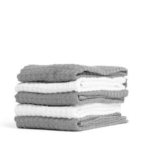 Open Kitchen 100% Cotton Tea Towels 5 Pack - Grey/White