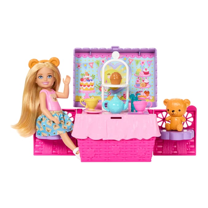 Barbie Family & Friends Club Chelsea Pop-Up Tea Party Playset With Small Doll & 10+ Accessories