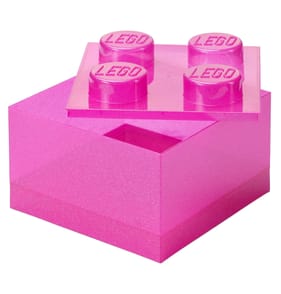 LEGO Brick Shaped Storage Box - Clear Pink