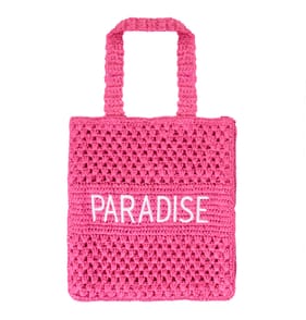 Crochet Slogan Beach Bag - Pink
