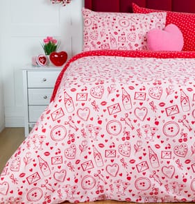 With Love Valentines Patterned Duvet Set - Double