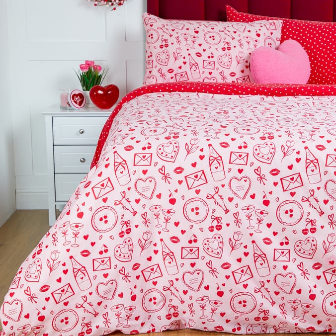 With Love Valentines Patterned Duvet Set - Double