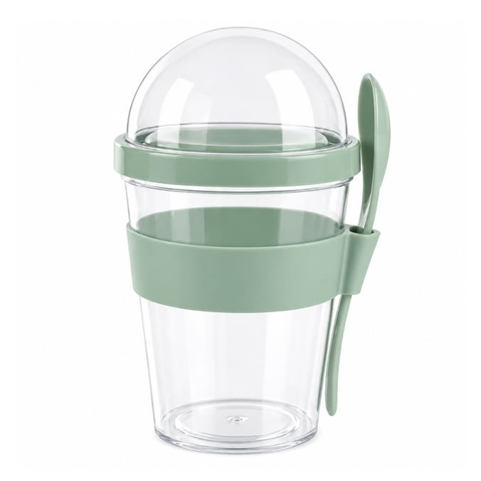 Fruit Yoghurt Container With Spoon - Green 