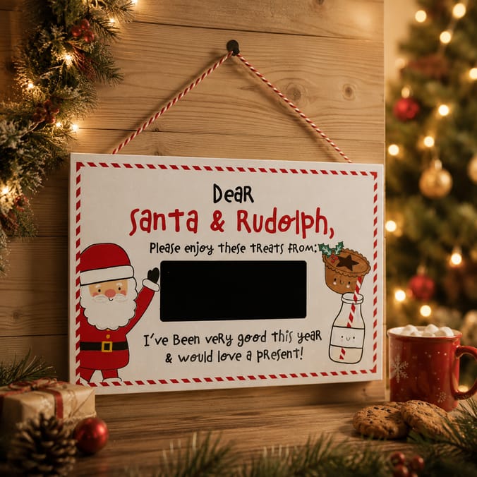 Sleigh Bells Santa & Rudolph Plaque
