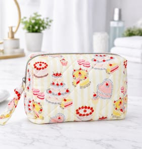 Yellow Stripe Cake Small Cosmetic Bag