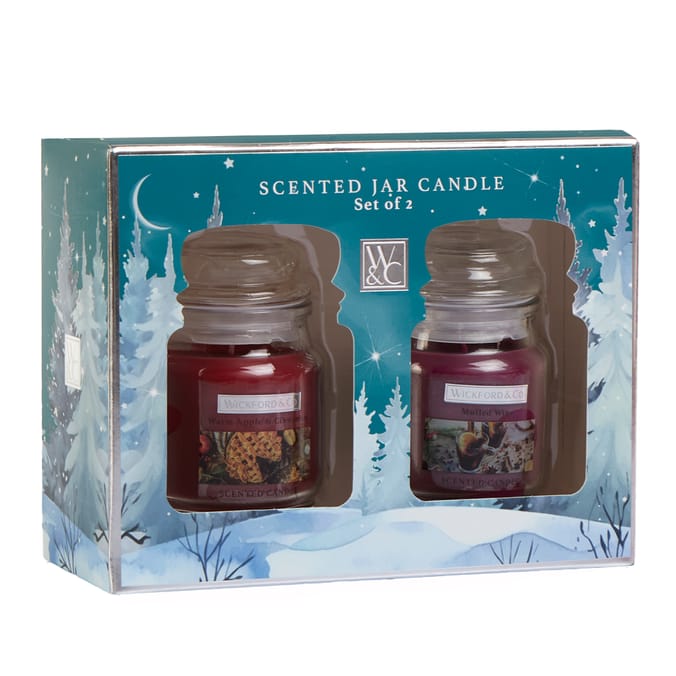  Wickford & Co Scented Jar Candle Set of 2 - Mulled Wine & Warm Apple & Cinnamon