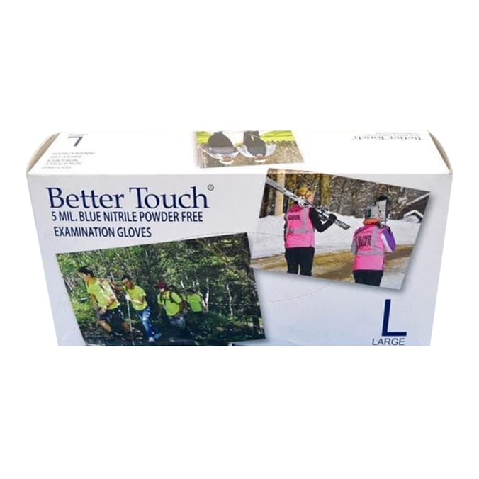 Better Touch Blue Nitrile Powder Free Examination Gloves - Large
