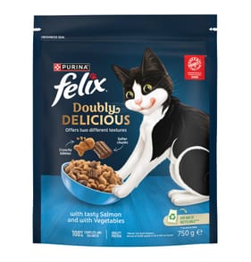 Felix Doubly Delicious Dry Cat Food 750g - Salmon & Vegetables