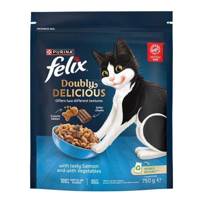 Felix Doubly Delicious Dry Cat Food 750g - Salmon & Vegetables