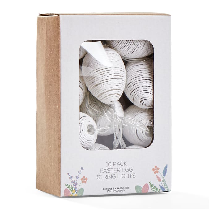  Hoppy Easter Easter Egg String Lights 10 Pack - Natural 