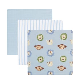 Pure Baby Muslin Cloth 3 Pack - Blue