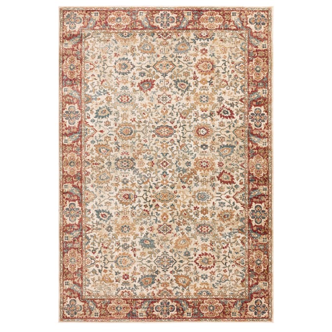 Asiatic Raja Border Runner RA04 - Cream/Red