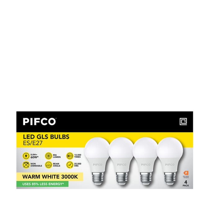 Pifco LED GLS ES/E27 Bulbs 4 Pack - Warm White