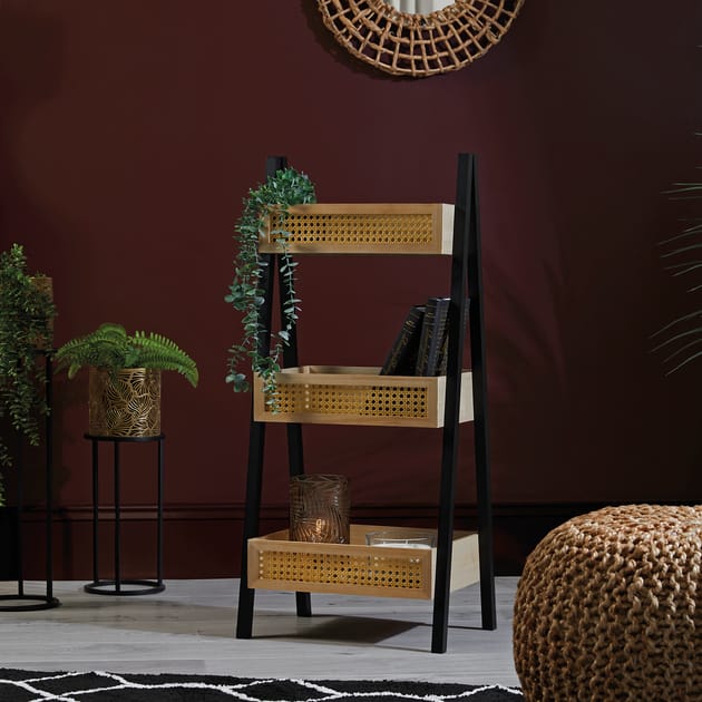 Ports of Call Rattan Ladder Shelf Home Bargains