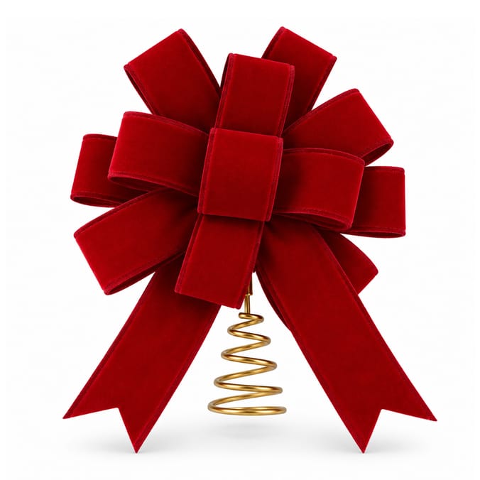 Festive Feeling Red Bow Christmas Tree Topper