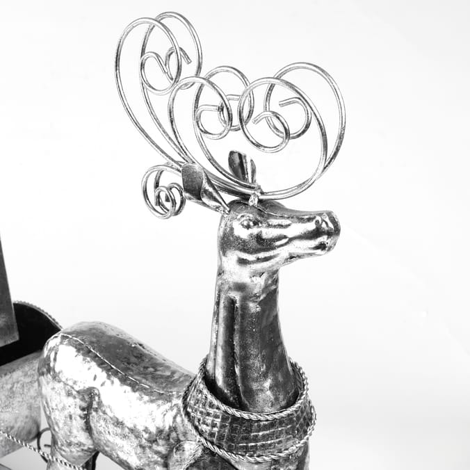 Frosted Spirit Metal Reindeer With Sleigh