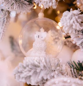 Frosted Spirit Snow Owl Globe Hanging Decoration