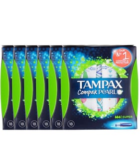 Tampax Compak Super Tampons With Applicator 18 Tampons x6