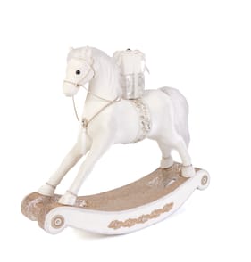 Festive Feeling Plush Rocking Horse - Cream