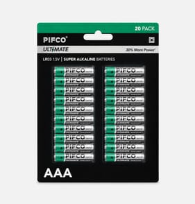 Pifco AAA Ultimate Super Alkaline Batteries 20 Pack