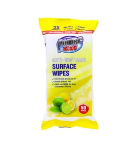 Power Action Anti-Bacterial Surface Wipes Lemon & Lime 50 Wipes x36