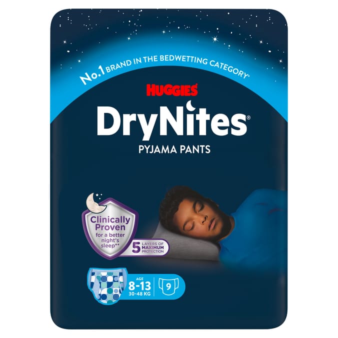 Huggies DryNites Bedwetting Pyjama Nappy Pants Boy 9's - Age 8-13