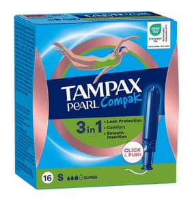Tampax Pearl Compak Super Tampons With Applicator 16 Pack