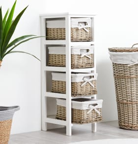 Home Collection 4 Draw Tower Wicker Basket Unit