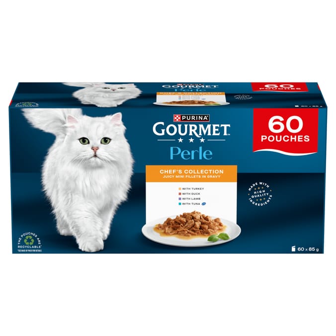 Gourmet Perle Chefs Collection In Gravy Wet Cat Food Pouches 60 x 85g