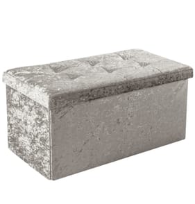 Home Collections Crushed Velvet Ottoman - Beige