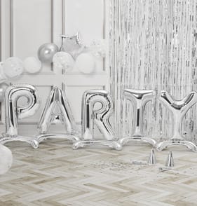 Let's Party Floor Standing Balloons - Silver