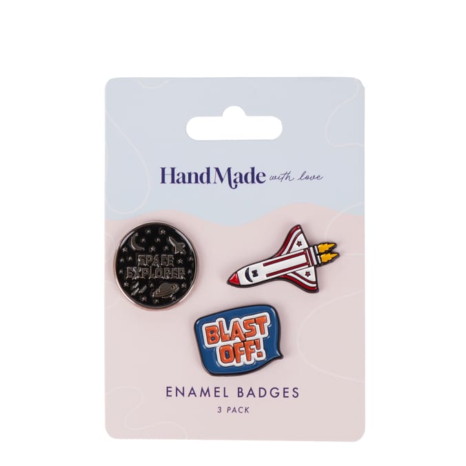 Hand Made With Love Enamel Badges - Space