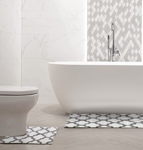 Home Collections 2 Piece Diamond Textured Bath Mat Set - White with Grey
