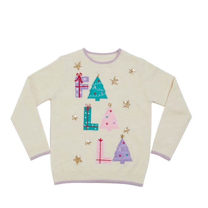 Festive Fun Older Kids Fa La La Christmas Jumper Home Bargains