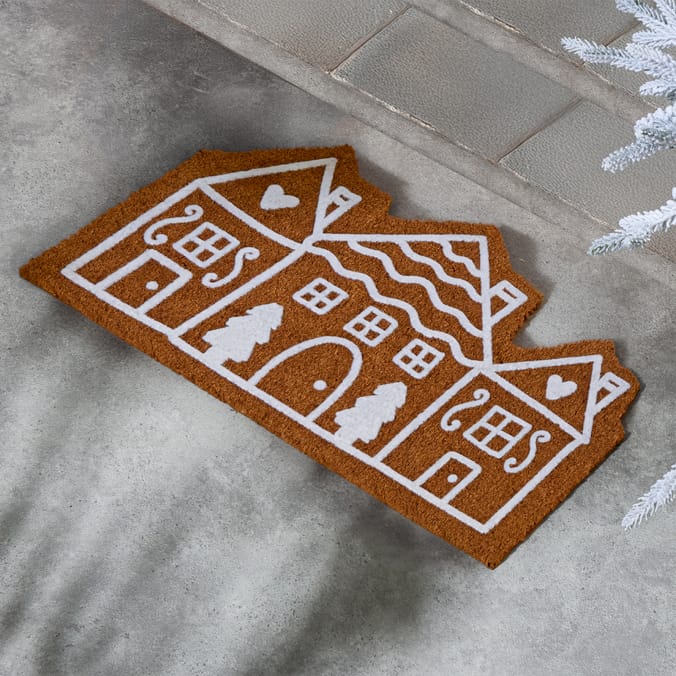 Festive Feeling Coir Door Mat - Gingerbread House