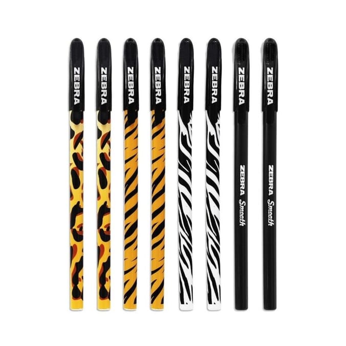 Zebra Smooth Stick Animal Pens 8 Pack
