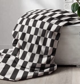Check Fleece Throw - Black