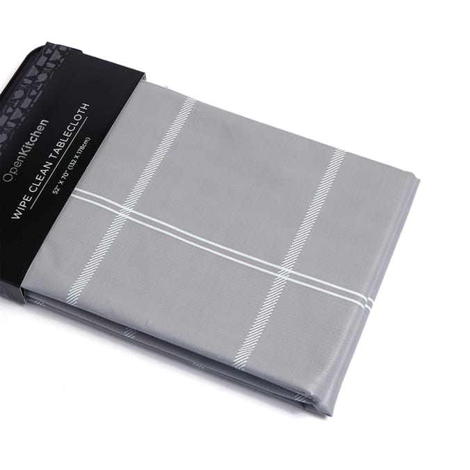 Open Kitchen Wipe Clean Tablecloth - Grey Check