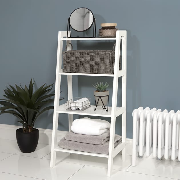 Bathroom 4 Tier Ladder Shelving Unit Home Bargains