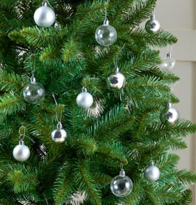 Festive Feeling Mixed Size Small Christmas Baubles 100 Pack - Silver