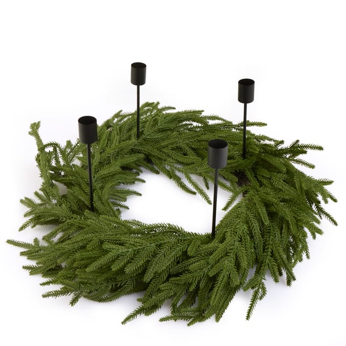 Festive Feeling Tapered Candle Holder Wreath