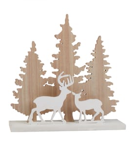 Nordic Spirit Wooden Reindeer Scene Plaque