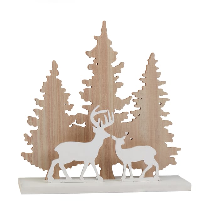 Nordic Spirit Wooden Reindeer Scene Plaque