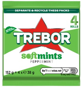 Trebor Softmints Peppermint Mints Rolls 4 Pack 152g