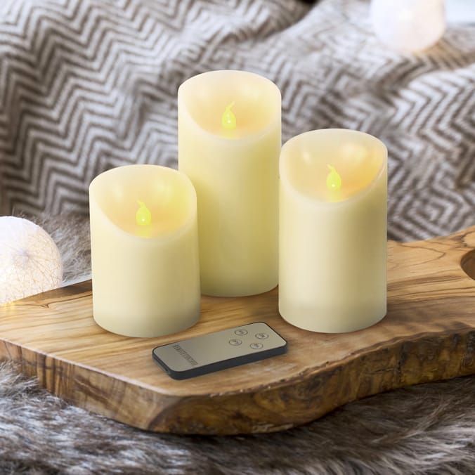 Home Collections LED Wax Flameless Candles White Home Bargains