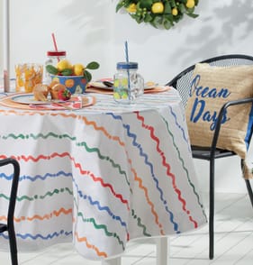 The Outdoor Edit Round PVC Tablecloth - Stripe