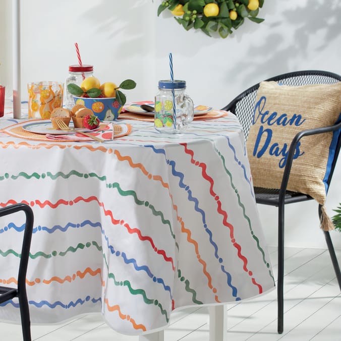 The Outdoor Edit Round PVC Tablecloth - Stripe