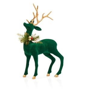 Winter Charm Standing Flocked Reindeer - Green