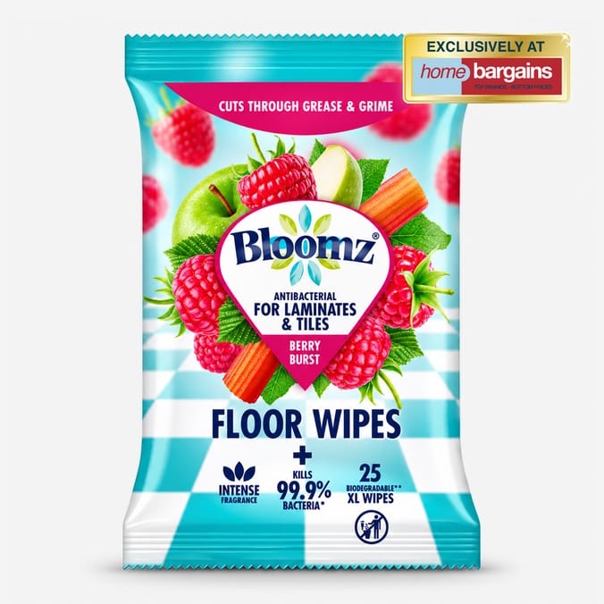 Bloomz Antibacterial XL Floor Wipes 25s - Berry Burst